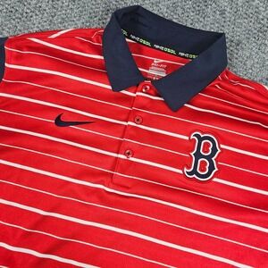 Nike Dri-FIT Boston Red Sox Polo Shirt Men's Large Striped MLB Baseball